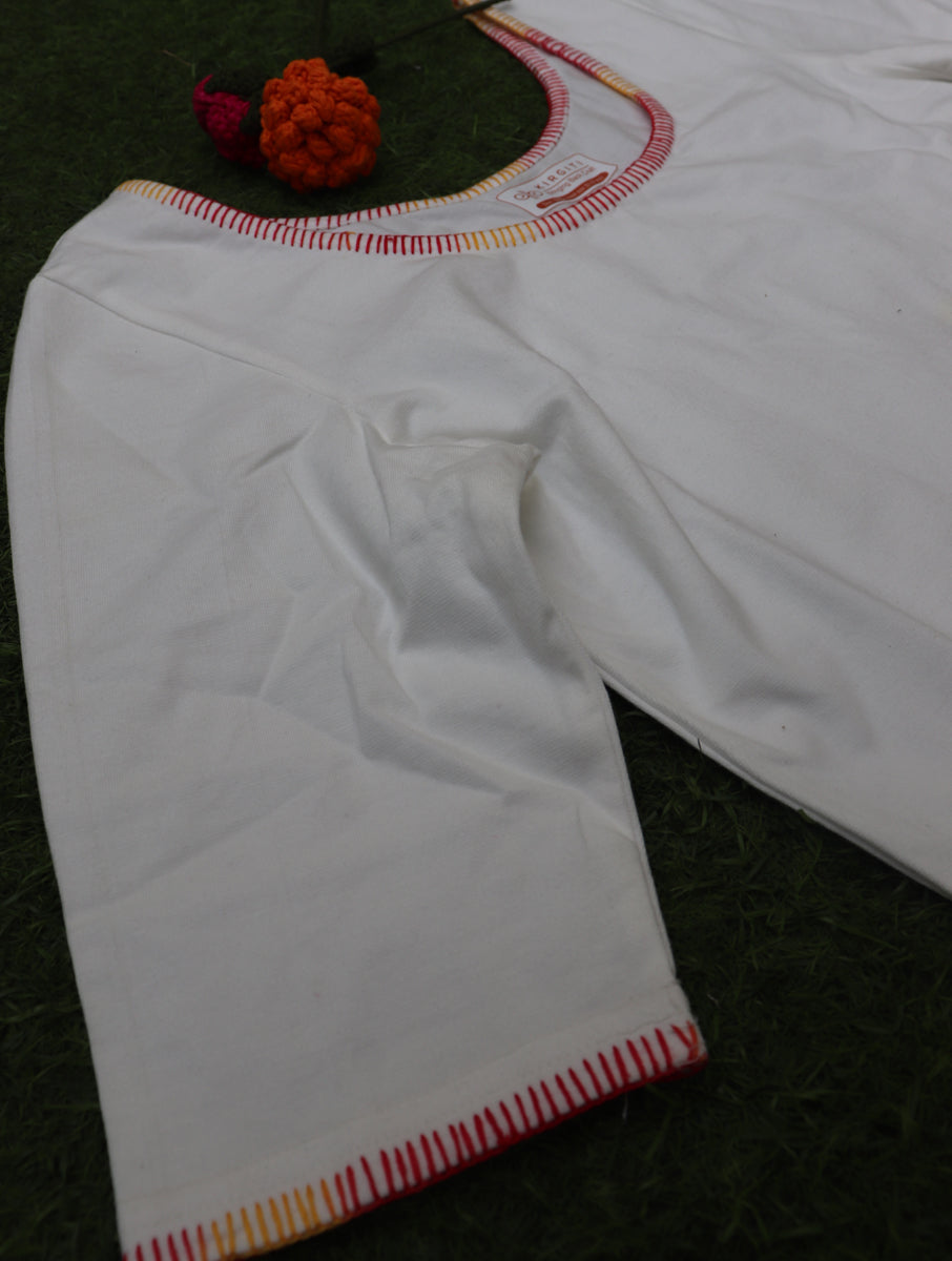 White Hand Embroidered Stretchable Blouse/Crop Top