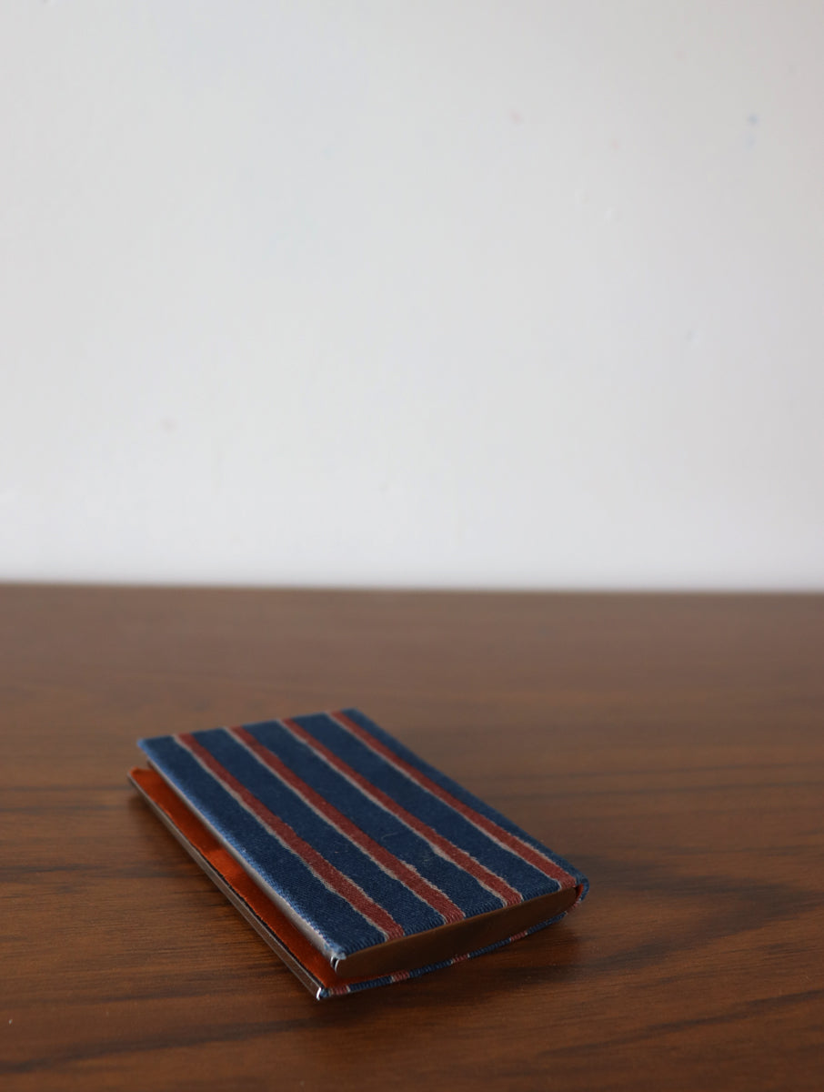 Indigo Rust Striped Dabu Printed Metal Card Holder